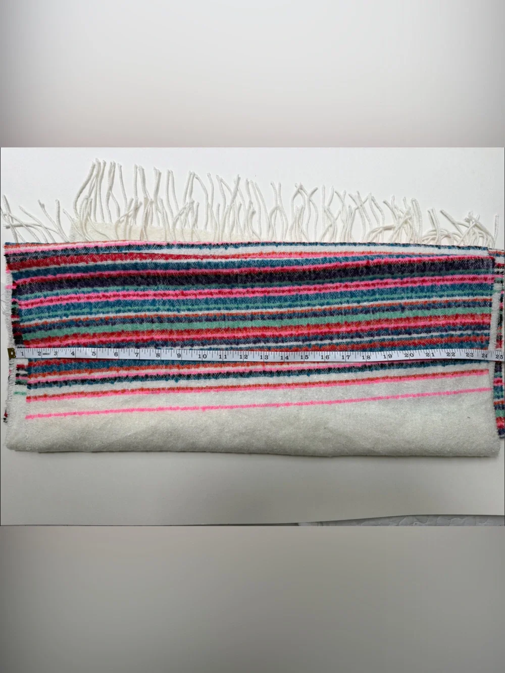 GAP Cream Scarf with Pink, Blue, Green and Orange Stripes